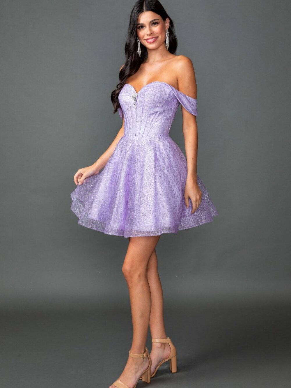 NEW LILAC Evening Gown Floor Length Formal Elegant Stunning 3425